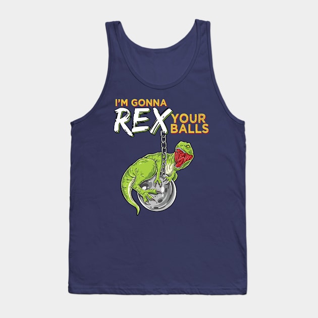 Cute Humor Funny T Rex Wrecking Ball Dinosaurs Pun Animal Gift for Kids Tank Top by Freid